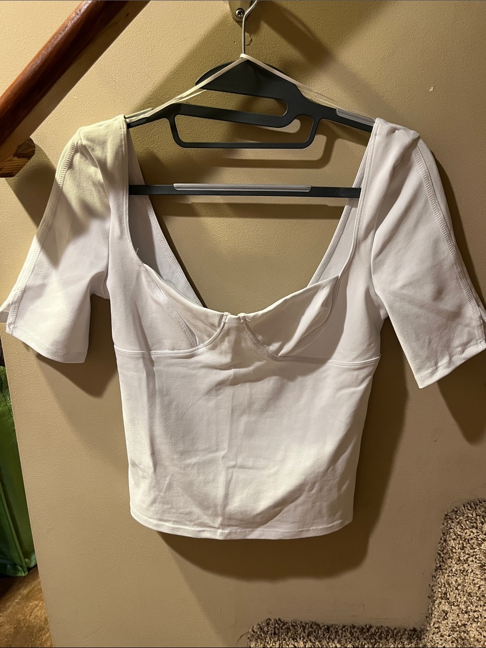 Free People White Scoop Bust Short Sleeve Crop Top